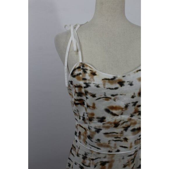 CHRISTY LYNN Sz M Medium Luisa Linen Sleeveless Tie Shoulder Dress Tiger Print - Picture 6 of 13